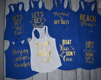 Nautical Bachelorette Party Tanks, nautical bachelorette party, nauti cruise shirt, nauti bachelorette, nauti tanks