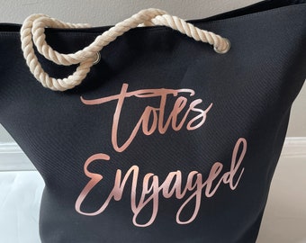 Totes engaged tote bag, Braided strap bag, Beach Mode Tote bag, Engagement gift tote bag, Weekend Beach tote, oversized tote