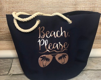 Bridesmaid tote bag, Braided strap bag, Beach Please Tote bag, Beach tote bag, Bridesmaid Beach tote, oversized tote