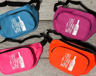 Fine like wine neon Fanny packs, guys weekend fanny pack, customized bachelorette party bag, initial fanny pack, neon custom fanny