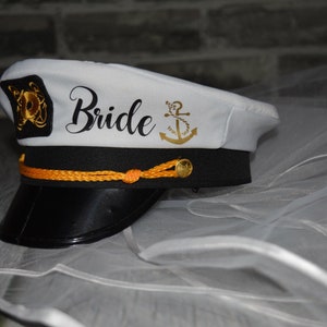 Bachelorette Captain's Hat, bride's captain hat, bride's crew hat, skipper, yacht sailor bachelorette hat, bridesmaid sailor hat, custom image 6