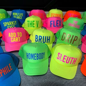 Inappropriate sayings trucker hats, funny neon trucker hats, explicit trucker hats, neon girls weekend trucker hats, bachelorette trucker image 9