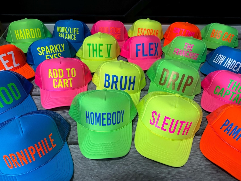 Inappropriate sayings trucker hats, funny neon trucker hats, explicit trucker hats, neon girls weekend trucker hats, bachelorette trucker image 9