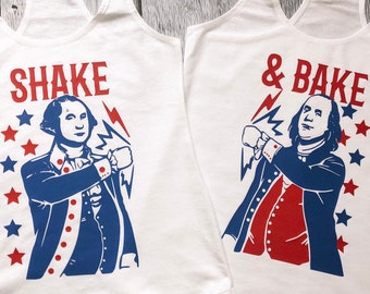 Camiseta del 4 de julio para mujer, Camiseta sin mangas del 4 de julio, Camiseta sin mangas patriótica para agitar y hornear, Camisas de Washington y Franklin, Camisas patrióticas divertidas, Cuarto