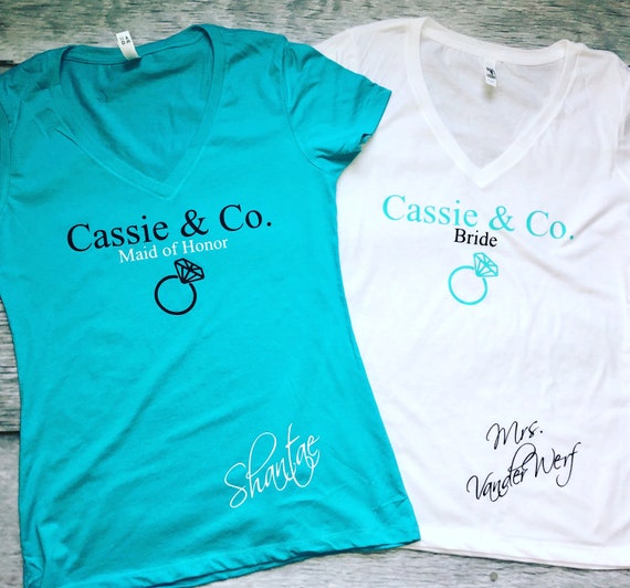 Bachelorette Party Shirts Bride \u0026 Co v-neck shirts bridal wedding party Inspired Custom bride Maid matron of honor bridesmaid vneck