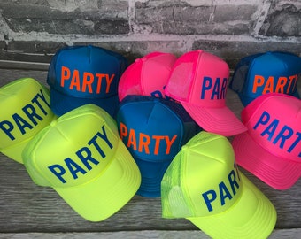 Neon Bachelorette Party Hats, party bride hat, beach bachelorette trucker hat, Bride neon hat, Adjustable neon trucker hats, Personalized,