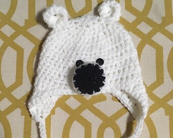 Polar bear hat, crochet hat, polar bear baby hat, earflap hat, toddler hat, child hat, adult hat,  boy hat, girl hat, crochet animal hat