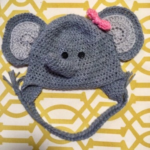 Elephant hat, crochet hat, elephant baby hat, ear flap hat, toddler hat, child hat, adult hat, boy hat, girl hat, crochet animal hat