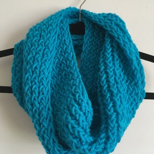 AQUA KNIT INFINITY Scarf, Hand Knit, Cozy, Lightweight, Very Soft