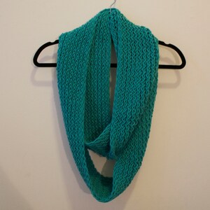 TEAL BLUE INFINITY Scarf, Hand Knit, Extra Long, Cozy, Lightweight, Very Soft