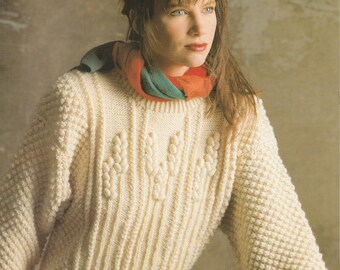 Aran Traditionelles Strickmuster - Damenpullover 30-40" (Digitaler Download)