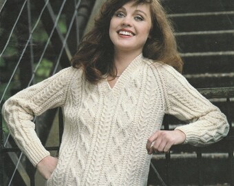 Aran Traditionelles Strickmuster - Damenpullover 32-40" (Digitaler Download)