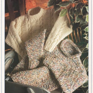 Children's Sweater Chunky Knitting Pattern Plain and Cable Knit- size 22-32 inches (Digital Download)