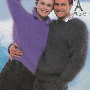 His and hers Mohair Sweater Knitting Pattern Copy Sunbeam 1222 Digital Download