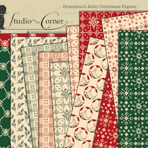 Christmas Paper Pack, Digital Paper Pack, Vintage Christmas Papers, Vintage-Inspired Christmas Paper Pack