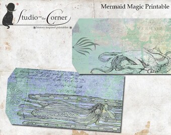 Mermaid Magic Printable Tags, Printable Gift Tags, Digital Summer Gift Tags, Beachy Gift Tags, Sea Blue-Green Gift Tags, Instant Download