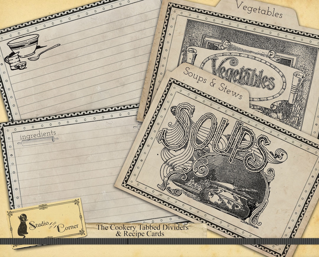 Recipe Cards Tabbed Dividers Recipe Card Divider Printable Recipe Cards
