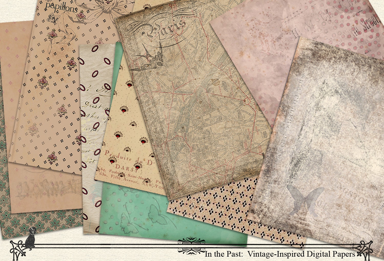 Printable Paper Vintage Paper Scrapbook Paper Junk Journal Paper