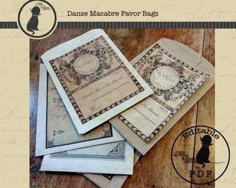 Halloween Favor Bags, Danse Macabre Favor Bags, Halloween Treat Bags, Halloween Goodie Bags, DIY Halloween Favor Bags,