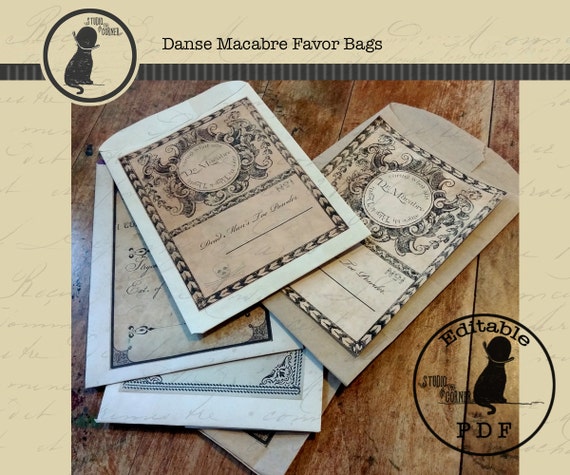 Halloween Favor Bags, Danse Macabre Favor Bags, Halloween Treat Bags, Halloween Goodie Bags, DIY Halloween Favor Bags,