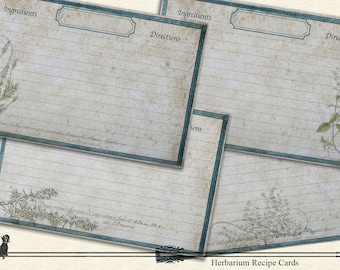 Herb Recipe Cards Recipe Cards  4x6 Recipe Cards Blank Recipe Cards Lined Recipe Cards No Lines Recipe Cards Add Text in Reader