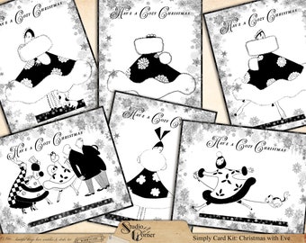 Christmas Card Kit, Black and White Christmas Card, DIY Christmas Card, Printable Christmas Card, Flat Card, Greeting Card Holiday Card