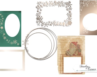 Six Digital Scrapbook Frames, Digital Photography Frames, Digital Winter Frames, Scrapbooking Frames,