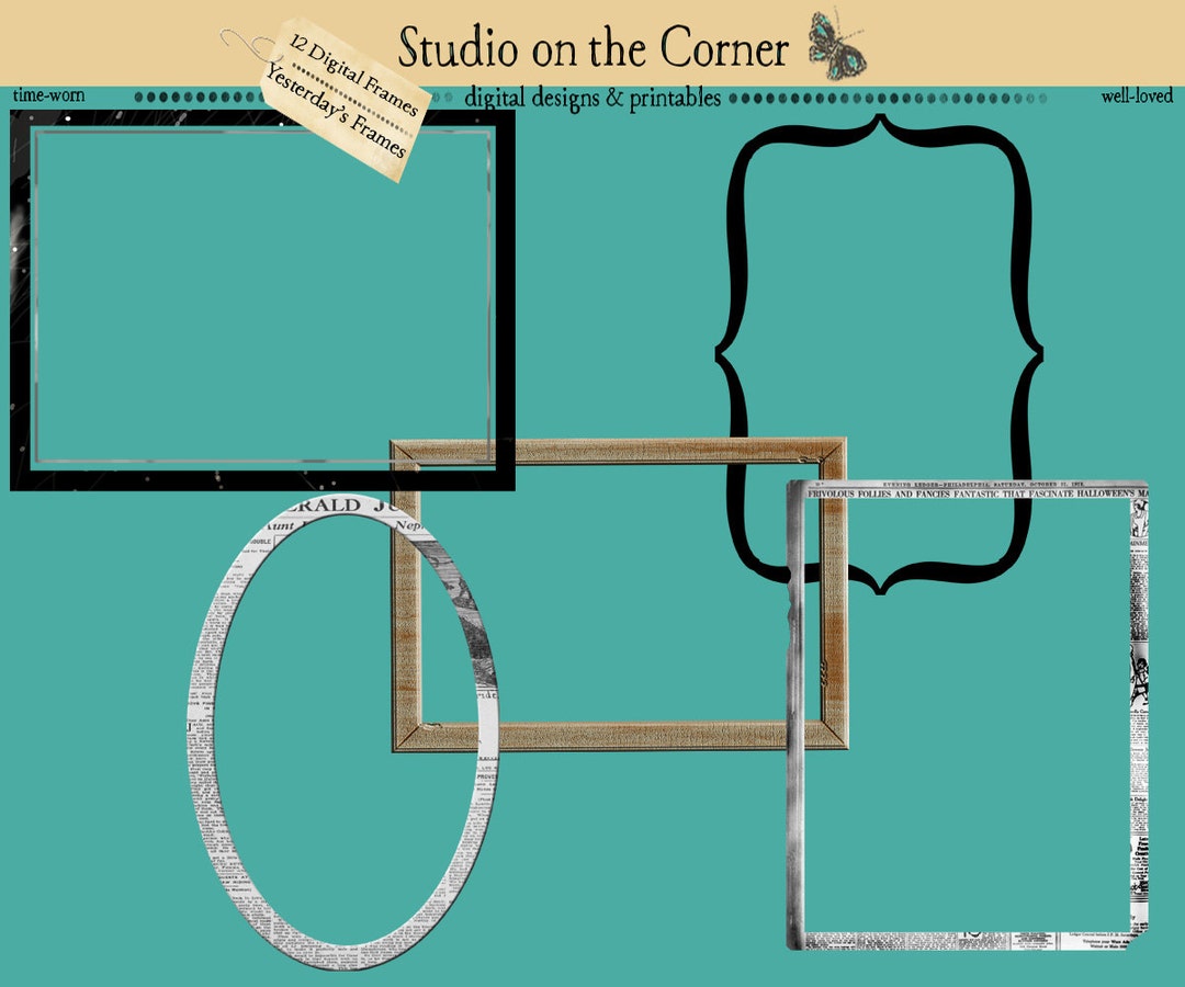 12 Digital Frames, Photo Frames, Digital Photo Frames, Vintage Frames