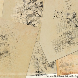 Digitales Papier Druckbares Papier Vintage Papier Naturpapier Feld Notizbuch Papier Journal Papier Papier Textur Natur Notizbuch Sofort Download