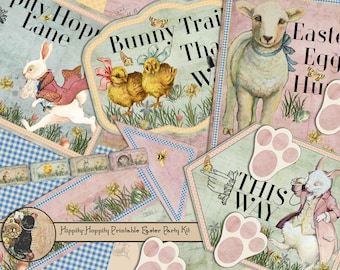 Digital Easter Kit, Easter Egg Hunt, Easter Ticket, Easter Bunny Feet, Printable Easter Sign, Easter Party, Spring Party, Instant Download