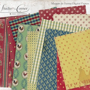 French Country Paper Pack, Digital Paper Pack, DIGITAL DOWNLOAD, Printable Paper, Scrapbooking Paper, Instant Download