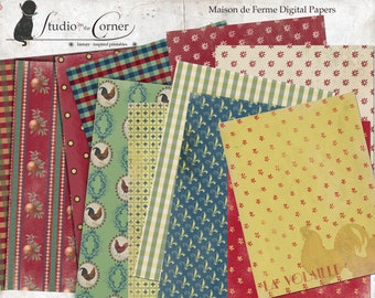 French Country Paper Pack, Digital Paper Pack, DIGITAL DOWNLOAD, Printable Paper, Scrapbooking Paper, Instant Download