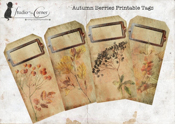 Printable Gift Tags, Digital Tags, Printable Tags, Fall Tags, Fall Printable Tag, Autumn Printable Tag, Berry Tags, Instant Download