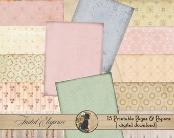 Vintage Floral Digital Paper, Vintage Floral Pages, Journaling Pages, Spring Backgrounds, Floral Backgrounds, Instant Download