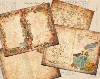 Printable Autumn Journal Kit, Vintage Ephemera, Fall Paper Crafts (Digital Download)