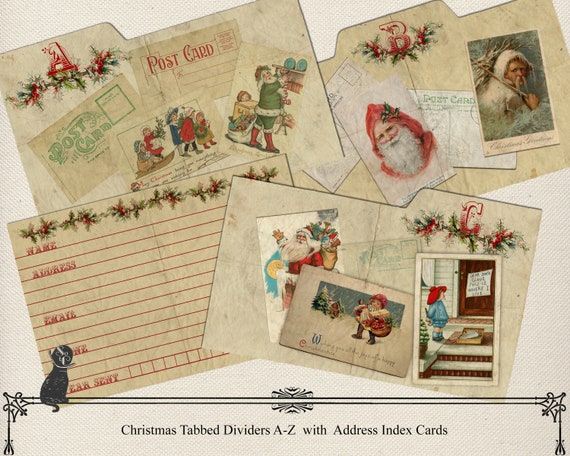 Christmas Index Card Divider Christmas Tabbed Divider Printable 4x6 Index  Card Vintage-inspired 4x6 Tabbed Dividers Holiday Organization 