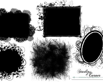 Five Digital Photo Masks, Digital Clipping Masks, Leafy Photo Masks, Leafy Clipping Masks, Photoshop Clipping Masks