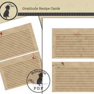 Druckbare Thanksgiving Rezeptkarten Editierbare Thanksgiving Etsy