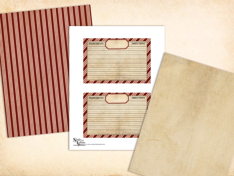 Christmas Recipe Cards, Printable Recipe Cards, Tabbed Dividers, Recipe Card Kit, Holiday Recipe