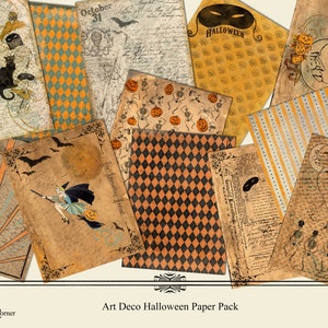 Halloween Digital Paper Halloween Paper Vintage Halloween Art Deco Halloween Vintage Paper