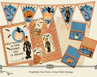 Trick or Treat Table Halloween Decor Trick or Treat Decor Halloween Banner Halloween Tags Halloween Sign Halloween Bag Topper