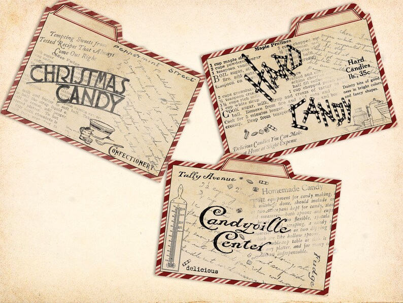 Christmas Recipe Cards, Printable Recipe Cards, Tabbed Dividers, Recipe Card Kit, Holiday Recipe