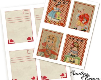 Printable Vintage Valentine Cards, DIY Printable Cards, Vintage Cards, Digital Cards, Vintage Valentines,