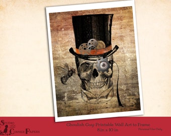 Halloween Wall Art, Halloween Print, Print to Frame, Halloween Decor, Instant Download, Digital Print, Skeleton Print