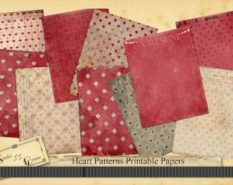 Valentine Paper Vintage Valentine Digital Paper Printable Paper Scrapbook Paper Valentines Day Printable Valentine Instant Download