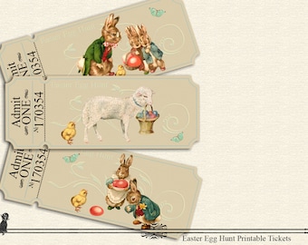 Easter Tickets Easter Egg Hunt Party Ticket Printable Vintage  Tickets Easter Party Printable Ticket DIY Easter Ticket Instant Download