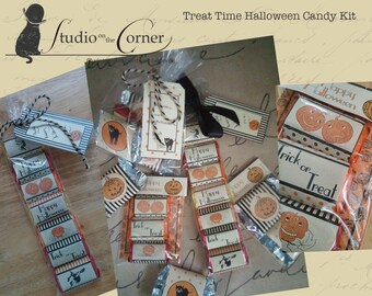 Kit de mini envoltorios de caramelos de Halloween, kit de dulces de Halloween, mini envoltorios de caramelos, kit de envoltorios de caramelos para Halloween