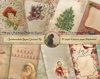 印刷可能なクリスマス背景ジャーナルページキット 2 - Etsy 日本