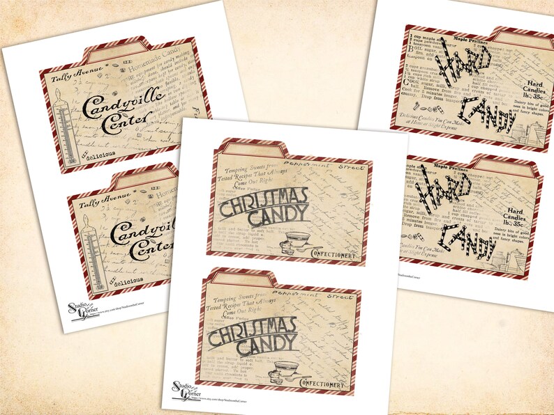 Christmas Recipe Cards, Printable Recipe Cards, Tabbed Dividers, Recipe Card Kit, Holiday Recipe