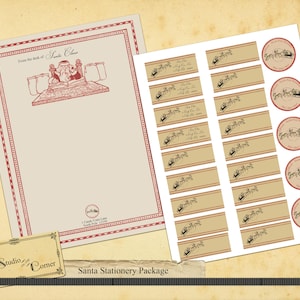 Santa Stationery Christmas Letter Santa Letterhead Christmas Stationery Address Labels Envelope Seals Christmas Letterhead Santa Letter